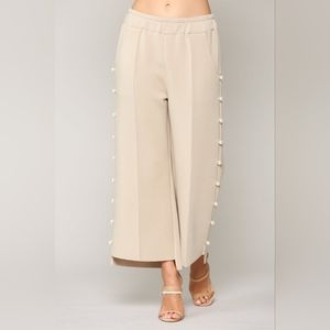 NEW Joh Apparel french scuba pearl long pant peacock tan beige cream XL wide